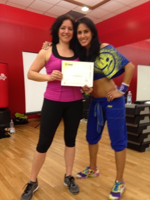Sara Rosso with Vicky Zagarra, Zumba instructors!